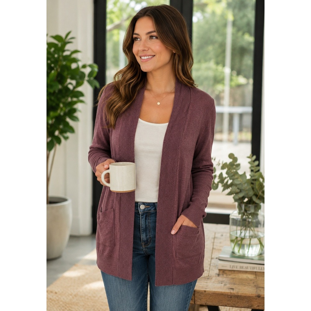 Mix by 41 Hawthorn Halls Brushed Knit Cardigan Purple Womens Medium WS10011 NEW